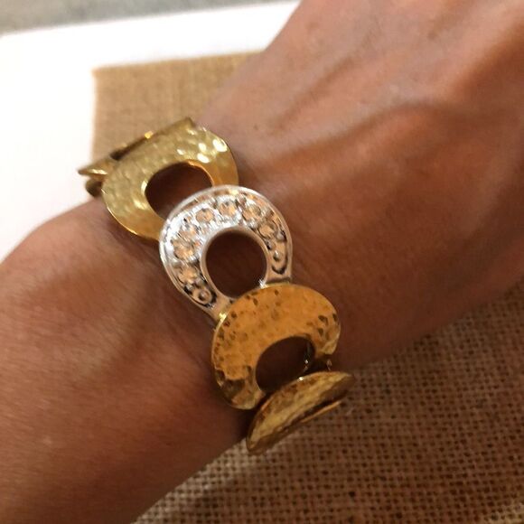 Stretch Gold tone and silver bracelet - Picture 2 of 7